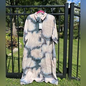 COS Tencel Tie Dye Midi Button Down Dress NWT